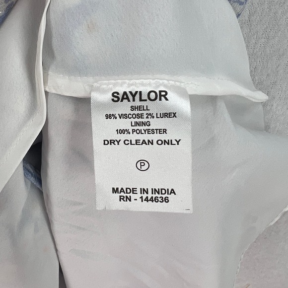 SAYLOR Marina Mini Dress Womens XS Floral Sky Printed Ruffle Ruched Flutter - Picture 12 of 16